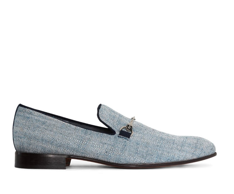 Canvas Loafers with Metal Buckle - Denim