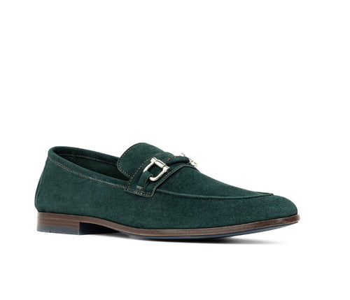 Suede Loafer with Metal Bit - Emerald