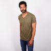 Slub Linen V-neck T-shirt - Army