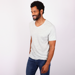 Slub Linen V-neck T-shirt - Grey