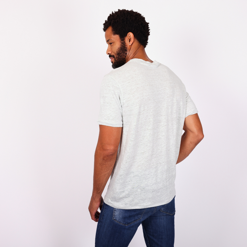 Slub Linen V-neck T-shirt - Grey