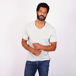 Slub Linen V-neck T-shirt - Grey