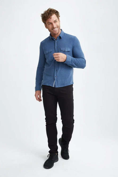 Jersey Fleece Knit Shirt - Blue