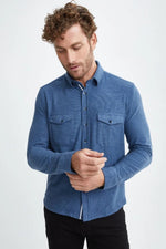 Jersey Fleece Knit Shirt - Blue