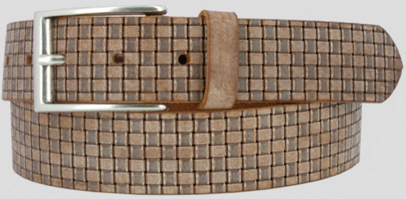 Italian Leather Woven Belt - Tan