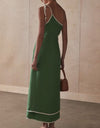 Single Shoulder Cupro Dress - Matcha - PRE ORDER