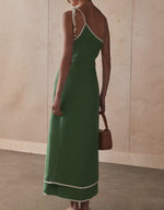 Single Shoulder Cupro Dress - Matcha - PRE ORDER