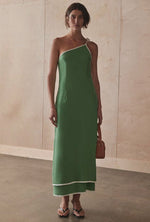 Single Shoulder Cupro Dress - Matcha - PRE ORDER