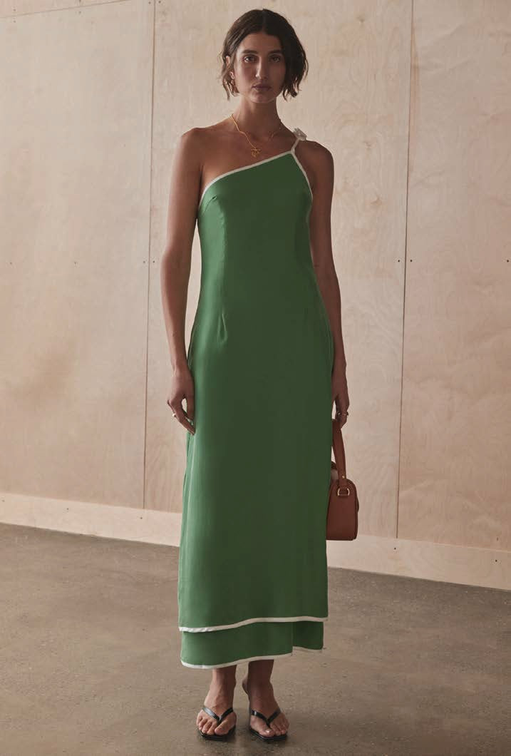 Single Shoulder Cupro Dress - Matcha