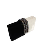 Velvet Tuxedo Clutch with Braided Crystal Closure - Black/White