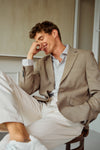 Slim Fit | Micro Check Long Sleeve Shirt - Sand