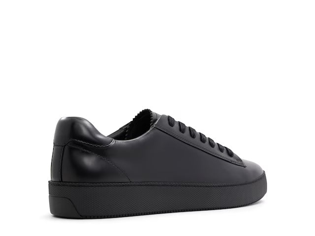 Smooth Leather Low Top Trainers - Black