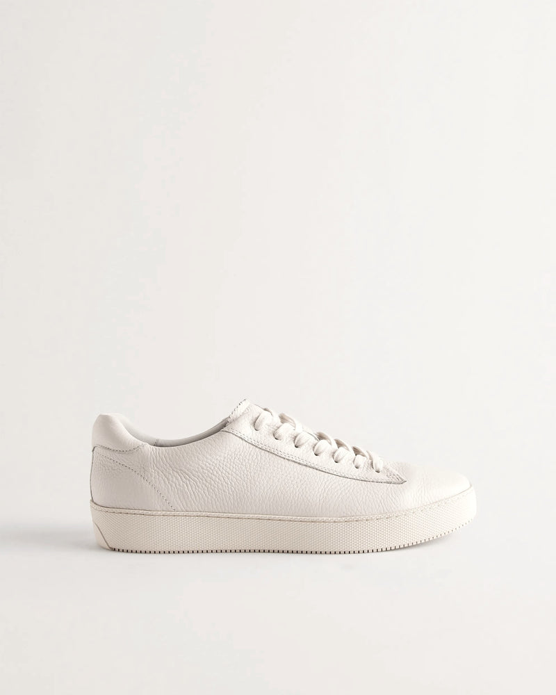 Pebbled Leather Low Top Trainers - White