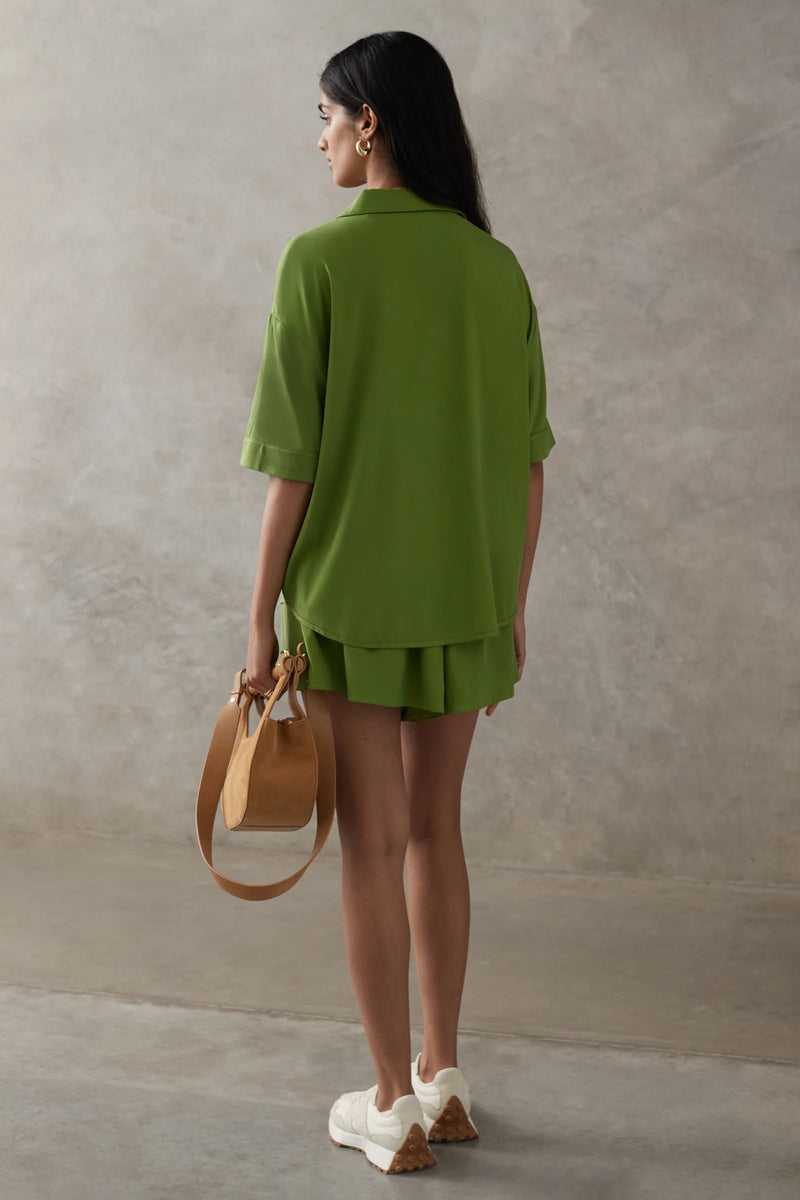 Relaxed Cupro Shirt - Green