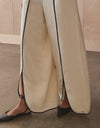 Flared Split Hem Tencel Linen Pants - Sea Salt - PRE ORDER