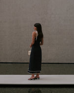 Single Shoulder Cupro Dress - Black Botanical
