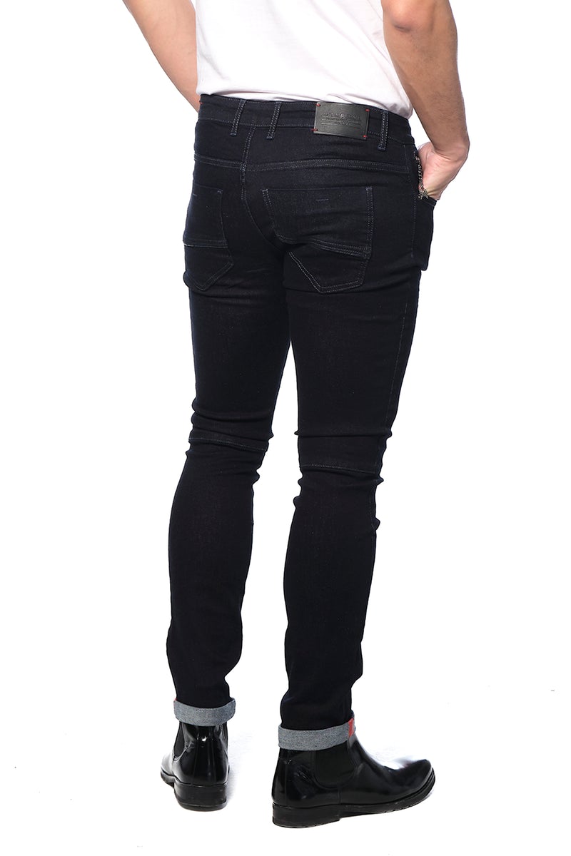 Reflective Detail Slim Fit Stretch Denim - Dark Blue