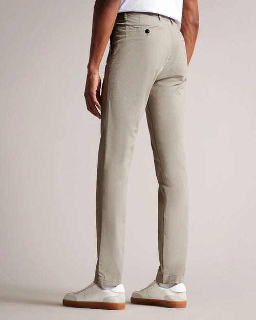 Slim Solid Cotton Chinos - Light Grey