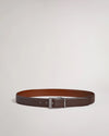 Cross Hatch Leather Reversible Belt - Chocolate Brown